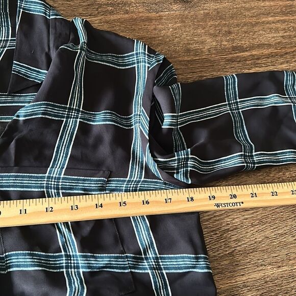 Alc silk plaid long sleeve button up blouse xs - Picture 8 of 12
